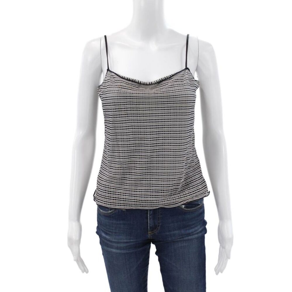Armani Collezioni Women Black Striped Cowl Neck Rayon Camisole Size 10